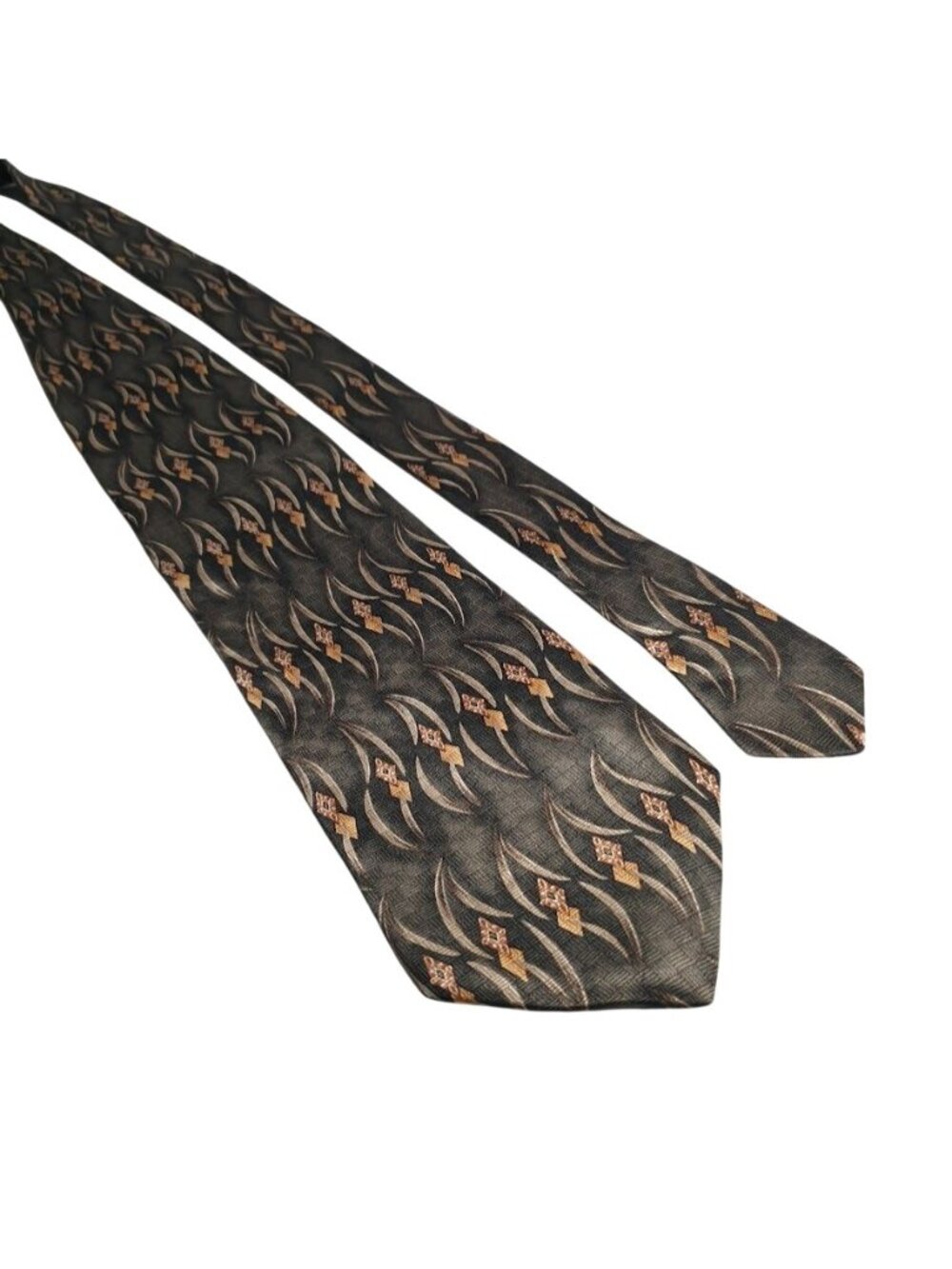 Puritan Men Black Gold Abstract Pattern Tie Silk Blend Formal Neckwear Work